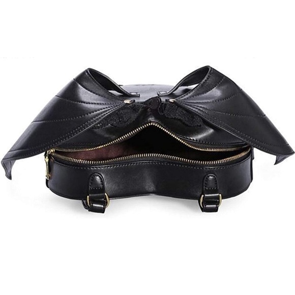 Black Bat Heart Backpack Wing Gothic Goth Punk - Picture 4 of 8